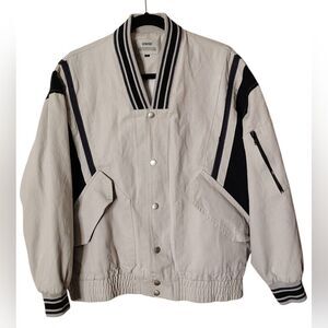 Stylish Varsity Grey & Navy Jacket Sz Large